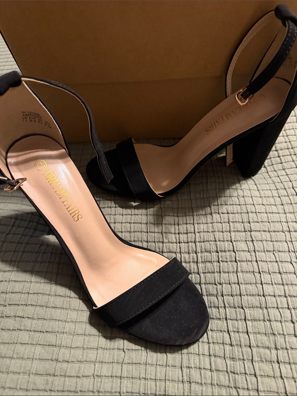 Dream Pairs Black Open-Toe Block Heel Sandals